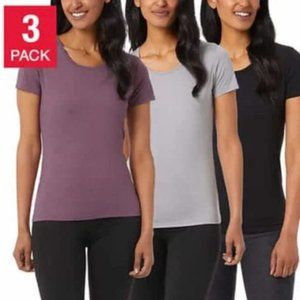 NWT 32 Degrees Women's 3 Pack T Shirt Size Medium Black/Gray/Purple $50 9B638